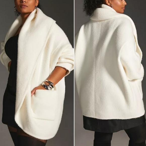 Anthropologie Sweaters - Anthropologie Hygge White Sweater Cardigan Wool Alpaca cocoon Oversized Heavy